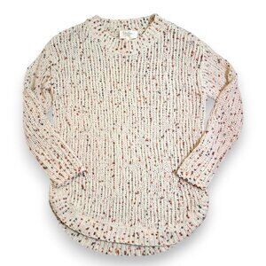Jessica Simpson Cream Chunky Open Knit Crewneck Sweater Boho Distressed Small